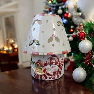 Vintage 2001 Snowman Ceramic Candle Holder BAND Designs "Peppermint Delight"